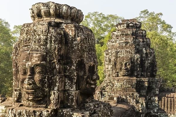 Four-faced towers in Prasat Bayon, Angkor Thom, Angkor, UNESCO World Heritage Site, Cambodia, Indochina, Southeast Asia, Asia