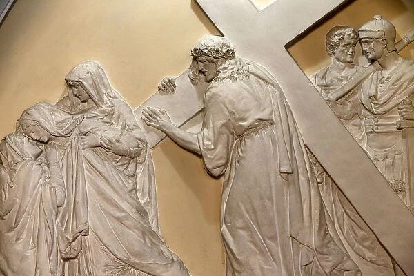 Fourth Station of the Cross, Jesus meets his mother. St