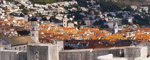 Franciscan Monastery, Dominican Monastery and Dubrovnik City Bell Tower, UNESCO World Heritage Site, from Fort Lovrijenac, Dubrovnik, Dalmatian Coast, Croatia, Europe