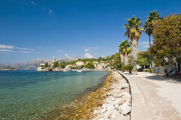 Franciscan Monastery and the waterfront, Lopud Island, Elaphiti Islands (Elaphites), Dalmatian Coast, Adriatic Sea, Croatia, Europe