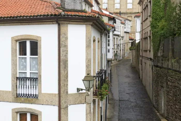 Framed Print : Franco Street in Old Town, Santiago de Compostela, Galicia, Spain, Europe Framed Print : Franco Street in Old Town, Santiago de Compostela, Galicia, Spain, Europe