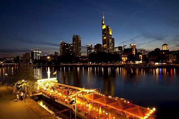 Frankfurts skyline and the Main river, Frankfurt am Main, Hesse, Germany, Europe