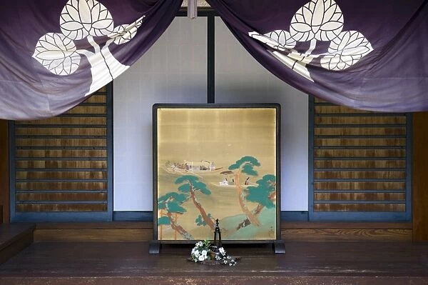 Free-standing divider screen called shikiris placed in the foyer of traditional Japanese residences