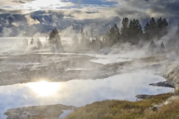 Framed Print : Freezing mists and thermal features, dawn, West Thumb Geyser Basin, Yellowstone National Park, UNESCO World Heritage Site, Wyoming, United States of America, North America Framed Print : Freezing mists and thermal features, dawn, West Thumb Geyser Basin, Yellowstone National Park, UNESCO World Heritage Site, Wyoming, United States of America, North America
