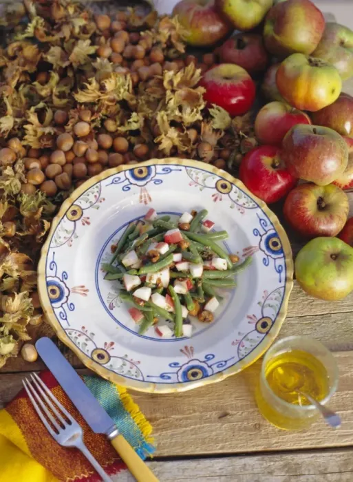 Framed Print : French bean and apple salad with toasted Framed Print : French bean and apple salad with toasted