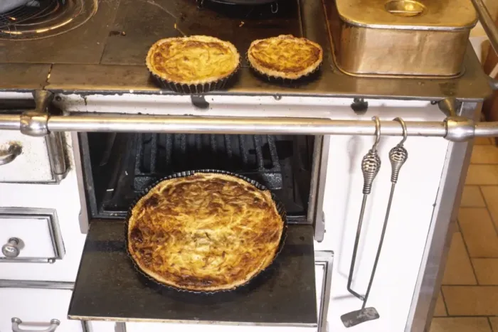 Framed Print : French onion tarts and oven, France, Europe Framed Print : French onion tarts and oven, France, Europe