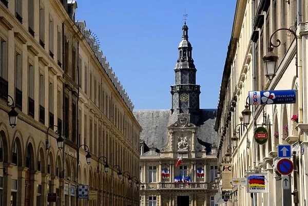 French street and Hotel de Ville