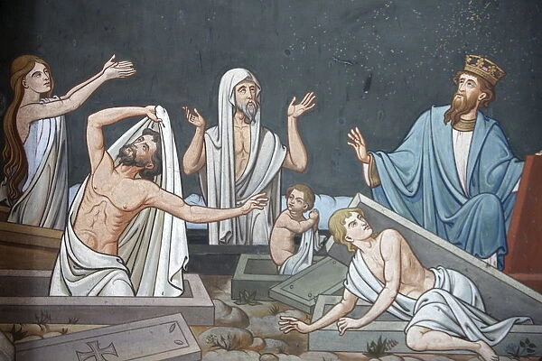 Fresco depicting the Resurrection in Notre Dame de Bayeux cathedral, Bayeux, Normandy