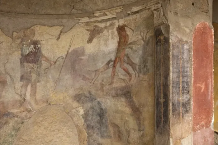 Framed Print : Fresco of hunting scene in House of the Menander, Pompeii, UNESCO World Heritage Site Framed Print : Fresco of hunting scene in House of the Menander, Pompeii, UNESCO World Heritage Site