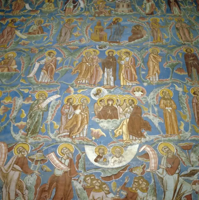 Framed Print : Fresco of Jesses Tree, Old and New Testament figures, Moldovita Monastery Church