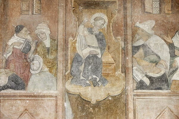 Fresco of Jesus with the Rabbis, Abondance abbey church, Abondance, Haute Savoie, France