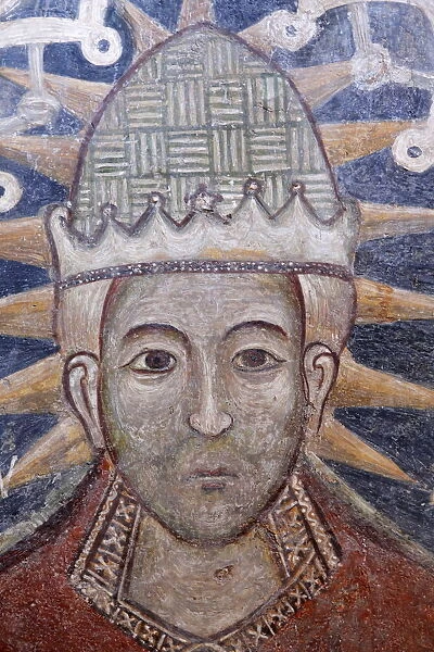Detail of fresco of Pope Urban VI in Santa Maria della Croce church, Casarano, Lecce