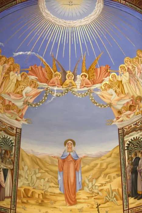 Framed Print : Fresco in the Visitation Church in Ein Kerem, Israel, Middle East Framed Print : Fresco in the Visitation Church in Ein Kerem, Israel, Middle East