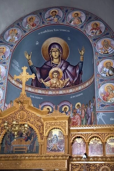 Frescoes in Byzantine church, Kritsa, Lasithi region, Crete, Greek Islands, Greece, Europe