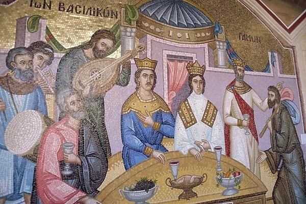 Frescoes in cloisters, Kykkos Monastery, Cyprus, Europe