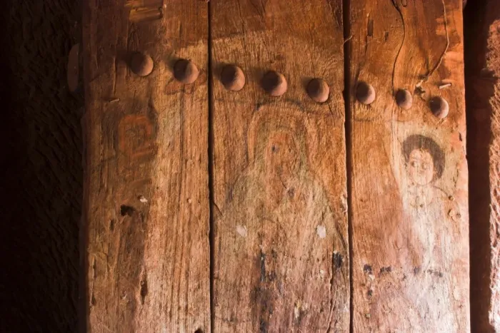 Framed Print : Frescoes on door of Bet Gabriel-Rufael, UNESCO World Heritage Site, Lalibela Framed Print : Frescoes on door of Bet Gabriel-Rufael, UNESCO World Heritage Site, Lalibela