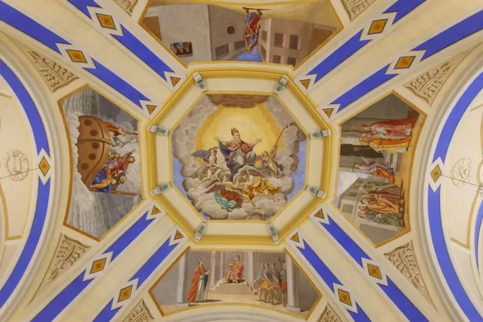 Framed Print : Frescoes in Saint-Nicolas de Veroce church, Haute Savoie, France, Europe Framed Print : Frescoes in Saint-Nicolas de Veroce church, Haute Savoie, France, Europe