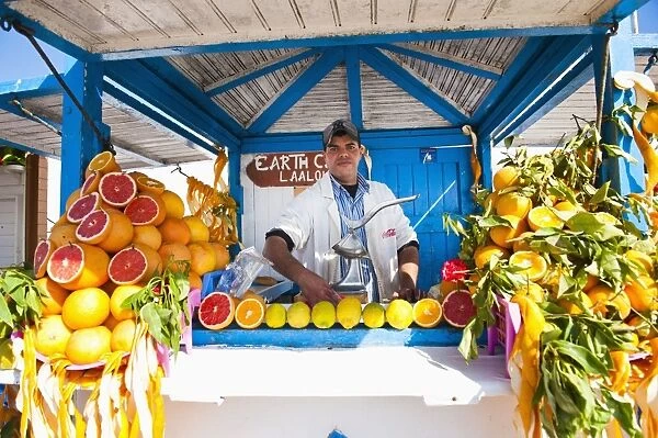 Fresh orange juice vendor, Essaouira, formerly Mogador, Morocco, North Africa, Africa