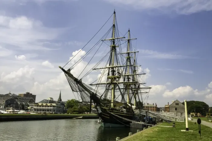 Framed Print : The Friendship of Salem ship docked at the Salem Maritime National Historic Site at Salem, Massachusetts, New England, United States of America, North America