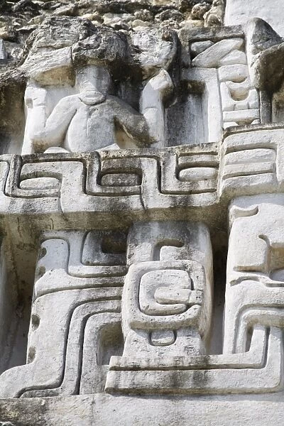 Frieze on the 130ft high El Castillo at the Mayan ruins at Xunantunich