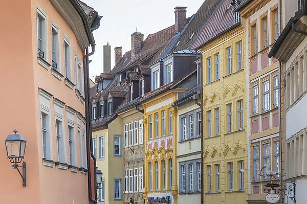 Fronts of old buildings in the historical centre of Bamberg, UNESCO World Heritage Site