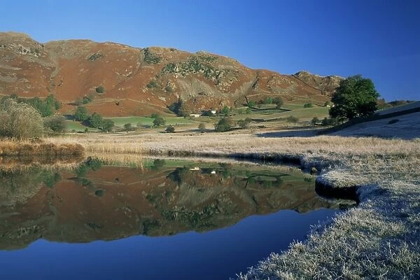 Frosty autumn morning, Langdale Tarn and Lingmoor Fell, Little Langdale