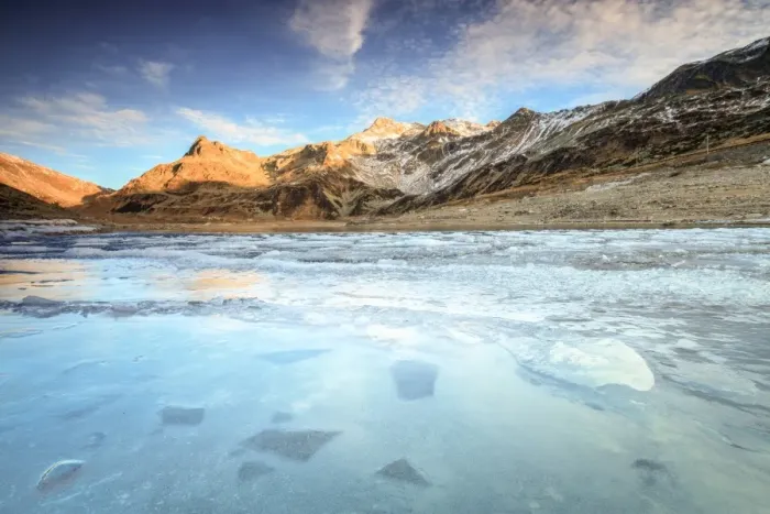 Framed Print : Frozen lake Montespluga at dawn, Chiavenna Valley, Sondrio province, Valtellina, Lombardy Framed Print : Frozen lake Montespluga at dawn, Chiavenna Valley, Sondrio province, Valtellina, Lombardy