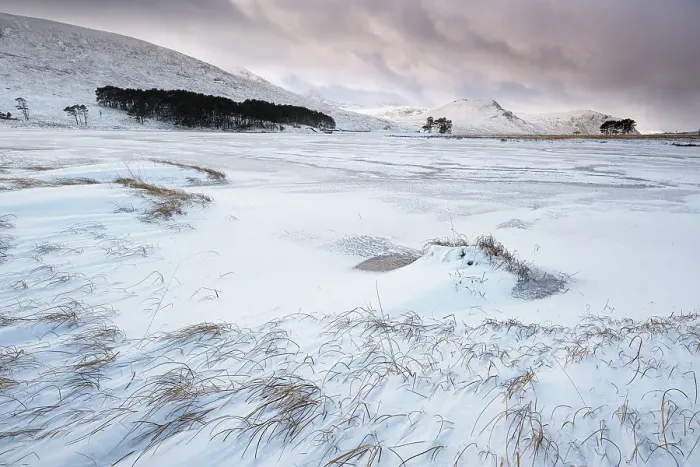 Framed Print : Frozen Loch Droma backed by Meall Breac, Dirrie More, Scottish Highlands, Scotland, United Kingdom, Europe