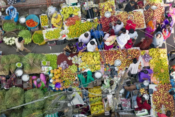 Framed Print : Fruit and vegetable market in the Old City, Udaipur, Rajasthan, India Framed Print : Fruit and vegetable market in the Old City, Udaipur, Rajasthan, India