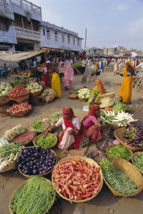 Framed Print : Fruit and vegetable sellers in the street Framed Print : Fruit and vegetable sellers in the street