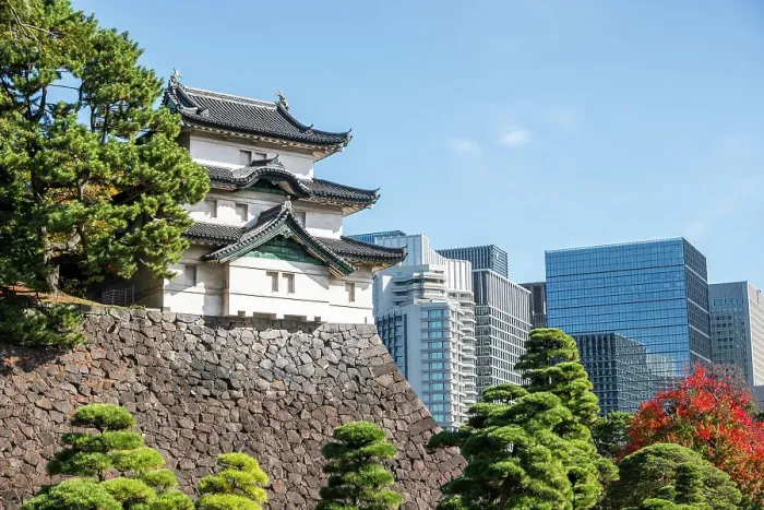 Framed Print : Fujimi-yagura guard tower in the Imperial Palace of Tokyo and modern skyscrapers in the background, Honshu, Japan, Asia Framed Print : Fujimi-yagura guard tower in the Imperial Palace of Tokyo and modern skyscrapers in the background, Honshu, Japan, Asia