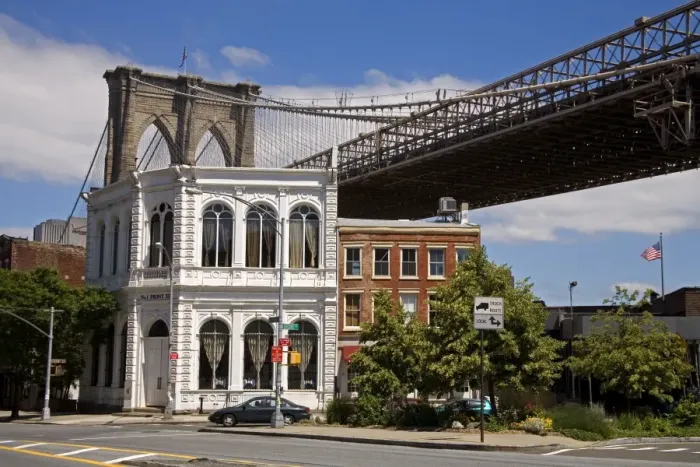 Framed Print : Fulton Historic District and Brooklyn Bridge Framed Print : Fulton Historic District and Brooklyn Bridge