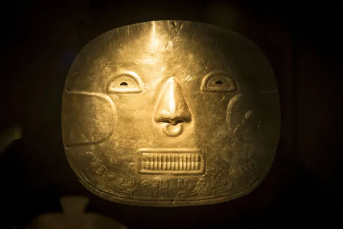 Framed Print : Funeral Mask Exhibit in The Gold Museum, Bogota, Cundinamarca, Colombia, South America Framed Print : Funeral Mask Exhibit in The Gold Museum, Bogota, Cundinamarca, Colombia, South America