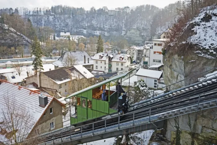 Framed Print : Funicular railway, Fribourg, Switzerland, Europe