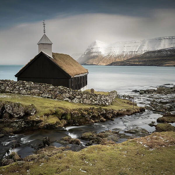 Funningur church, Eysturoy Island, Faroe Islands, Denmark, Europe