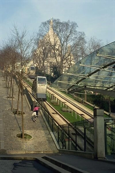 The Furnicular up to the Sacre Coeur, beside the steps of Montmartre, Paris
