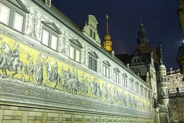 Furstenzug on the walls of Dresden Castle, Dresden, Saxony, Germany, Europe