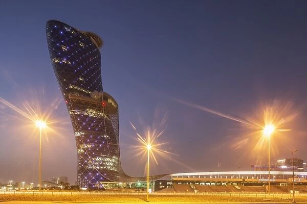 Futuristic skyscraper in Abu Dhabi, United Arab Emirates, Middle East