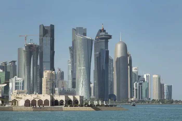 Framed Print : Futuristic skyscrapers in Doha, Qatar, Middle East Framed Print : Futuristic skyscrapers in Doha, Qatar, Middle East