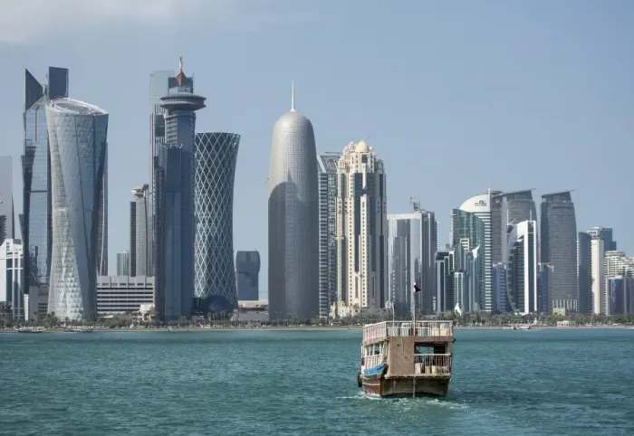 Framed Print : Futuristic skyscrapers in Doha, Qatar, Middle East Framed Print : Futuristic skyscrapers in Doha, Qatar, Middle East