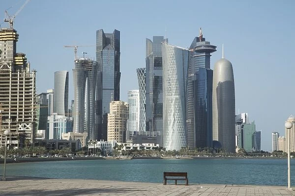 Futuristic skyscrapers on the Doha skyline, Qatar, Middle East