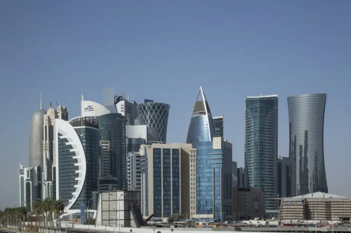 Framed Print : Futuristic skyscrapers downtown in Doha, Qatar, Middle East Framed Print : Futuristic skyscrapers downtown in Doha, Qatar, Middle East