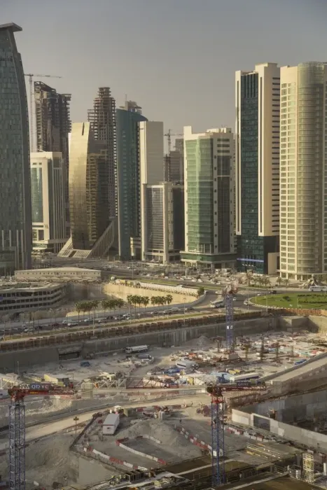 Framed Print : Futuristic skyscrapers downtown in Doha, Qatar, Middle East Framed Print : Futuristic skyscrapers downtown in Doha, Qatar, Middle East