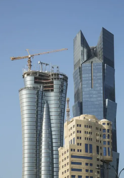 Framed Print : Futuristic skyscrapers downtown in Doha, Qatar, Middle East Framed Print : Futuristic skyscrapers downtown in Doha, Qatar, Middle East