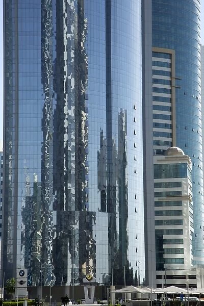 Futuristic skyscrapers downtown in Doha, Qatar, Middle East