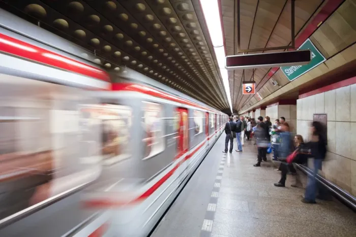 Framed Print : Futuristic underground Metro station decoration in Prague, Czech Republic, Europe Framed Print : Futuristic underground Metro station decoration in Prague, Czech Republic, Europe