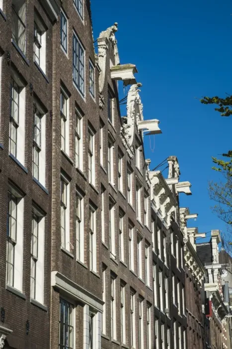 Framed Print : Gabled houses by a canal, Amsterdam, Netherlands, Europe Framed Print : Gabled houses by a canal, Amsterdam, Netherlands, Europe