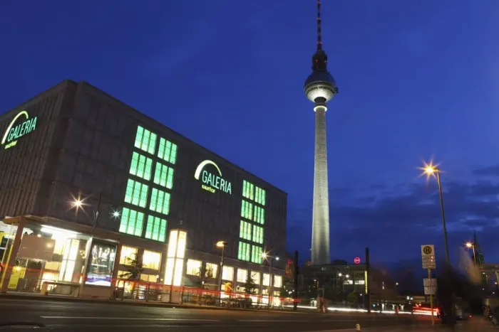 Framed Print : Galeria Kaufhof department store and the Television Tower (Berliner Fersehturm) at Alexanderplatz Framed Print : Galeria Kaufhof department store and the Television Tower (Berliner Fersehturm) at Alexanderplatz