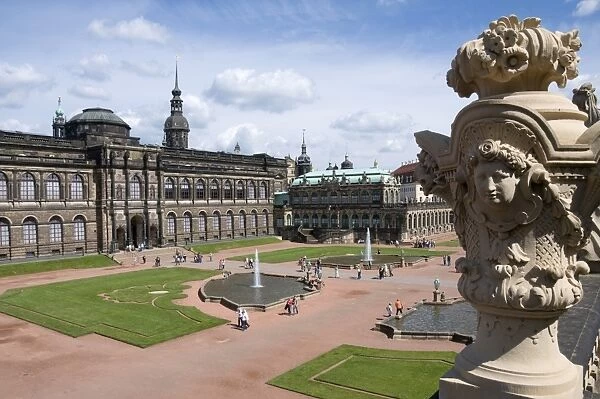 The Gallery of Old Masters in background, Zwinger, Dresden, Saxony, Germany, Europe
