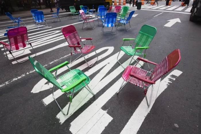 Framed Print : Garden chairs for pedestrians in Times Square, Midtown, Manhattan, New York City Framed Print : Garden chairs for pedestrians in Times Square, Midtown, Manhattan, New York City